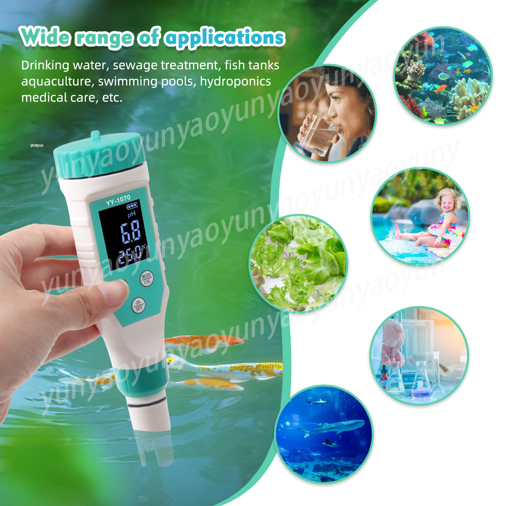 Ph Meter Digital Water Tester - เครื่องวัดคุณภาพน้ำดิจิตอล 7 in 1 วัดค่า PH