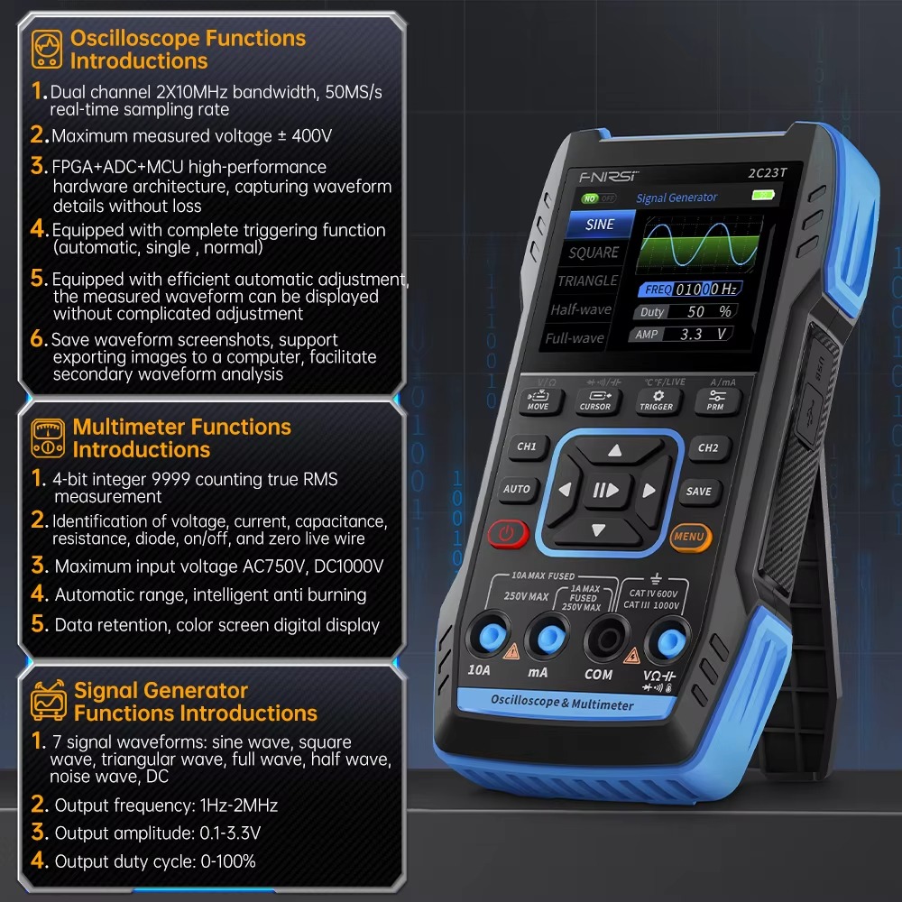 FNIRSI 2C23T 3 in 1 50MS/s 10M - Fnirsi Digital Oscilloscope Handheld บทวิจารณ์และราคา