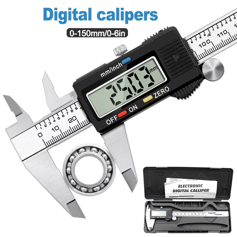 คาลิเปอร์ดิจิตอลความแม่นยำสูง  - Digital Caliper 150Mm Stainless Steel บทวิจารณ์และราคา