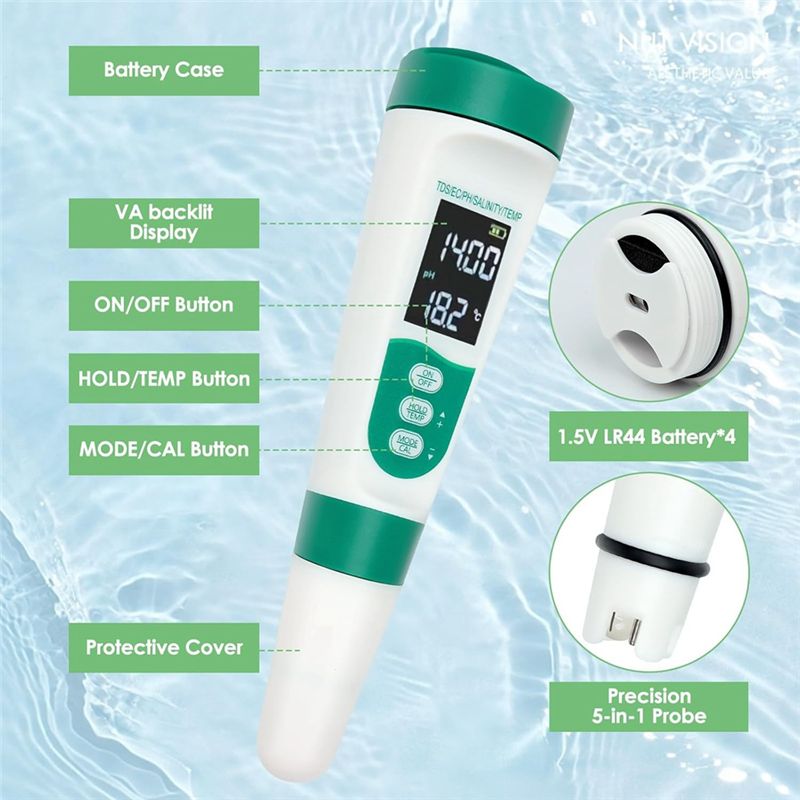 AT02-5 In1 เครื่องวัดค่า PH แบ - Ph Meter Digital Water Tester บทวิจารณ์และราคา