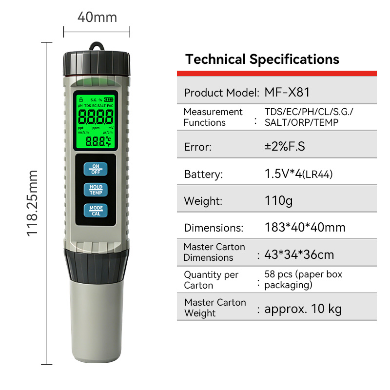 เครื่องทดสอบคุณภาพน้ำแบบพกพา M - Ph Meter Digital Water Tester บทวิจารณ์และราคา
